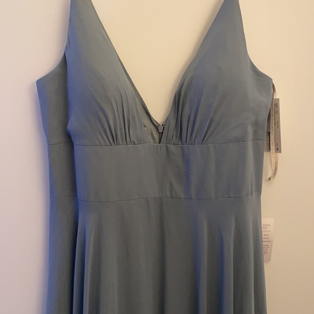 Jenny Yoo Brady Dress, Mayan Blue Luxe Chiffon size 18